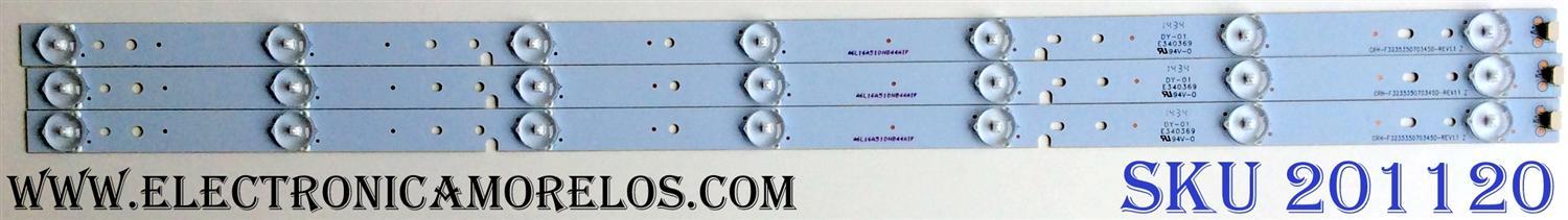 KIT DE LED`S PARA TV (3 PIEZAS) / UPSTAR / CRH-F323535070345D-REV1.1 / A6L16A51DNB44AIF / E340369  / PANEL BOEI320WX1 / MODELOS P32ES8 / ELEFW328
