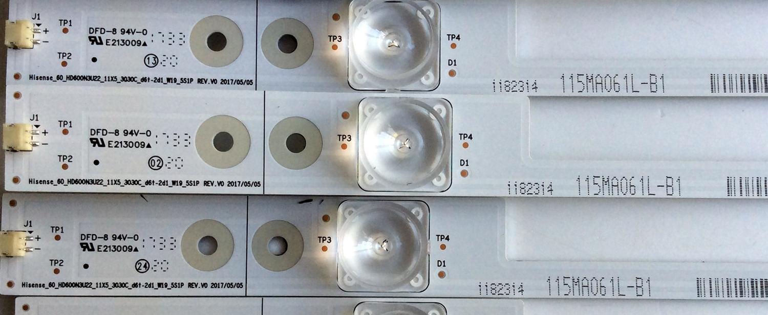 KIT DE LED´S PARA TV (11 PIEZAS) / HISENSE 1182314 / 115MA061L-B1 / HE60PWLZH / E348435 / NS-MCPCB-1450 / PANEL HD600N3U22\S1\GM\ROH / HD600N3U22-L2 /S0/GM/ROH / 220696 / HD650S1U71\S8\GM\CKD\ROH / MODELO 60DU6070 / 60H6E - Imagen 2