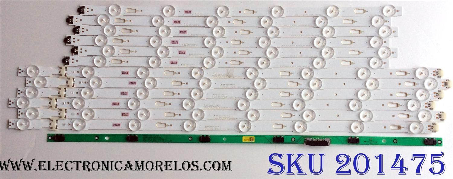KIT DE LED´S PARA TV SAMSUNG ((12 PIEZAS)) / NU8MERO DE PARTE BN96-40099A / BN96-40100A / S_5U75_55_FL_L8_REV1.5_150514 / LM41-00135A / S_5U75_55_FL_R6_REV1.5_150514_LM41-00136A / PANEL CY-GK055HGEV5H /  MODELO ¨55¨