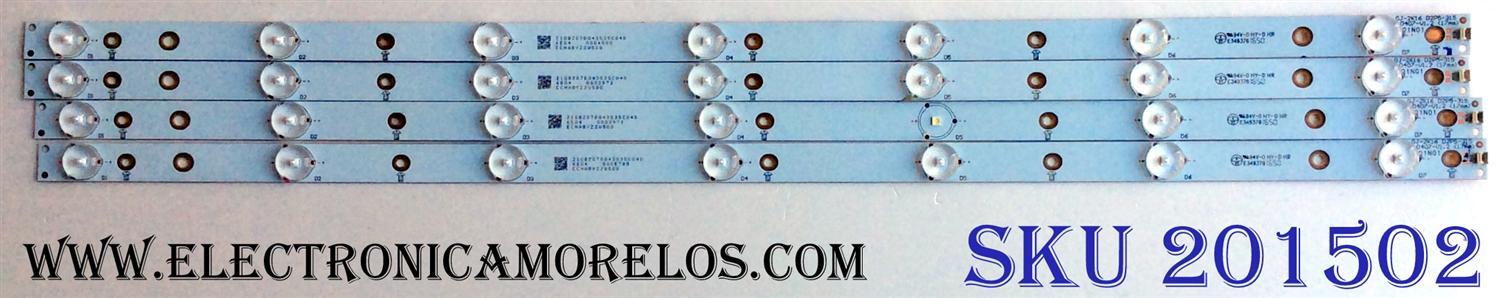 KIT DE LEDS ORIGINAL PARA TV VIZIO 4 PIEZAS / GJ-2K16 D2P5-315 D407-V1.2 / 210BZ07D043535C04D / ECHABYZ2U500 / GJ-2K16-D2P5-315-D407-V1.2 / E349376 / MODELO E32-D1 LTTVVEDT