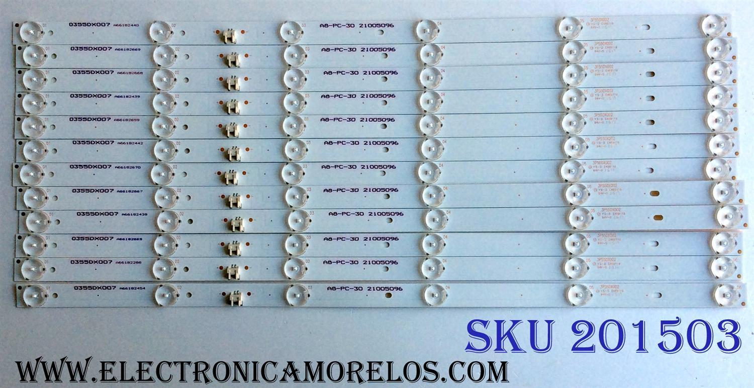 KIT DE LED´S PARA TV (12 PIEZAS) / WESTINGHOUSE 3P55DX002 / A8-PC-30 210025096 / 0355DX007 / PANEL MD5512YTLU / MODELO WD55UB4530