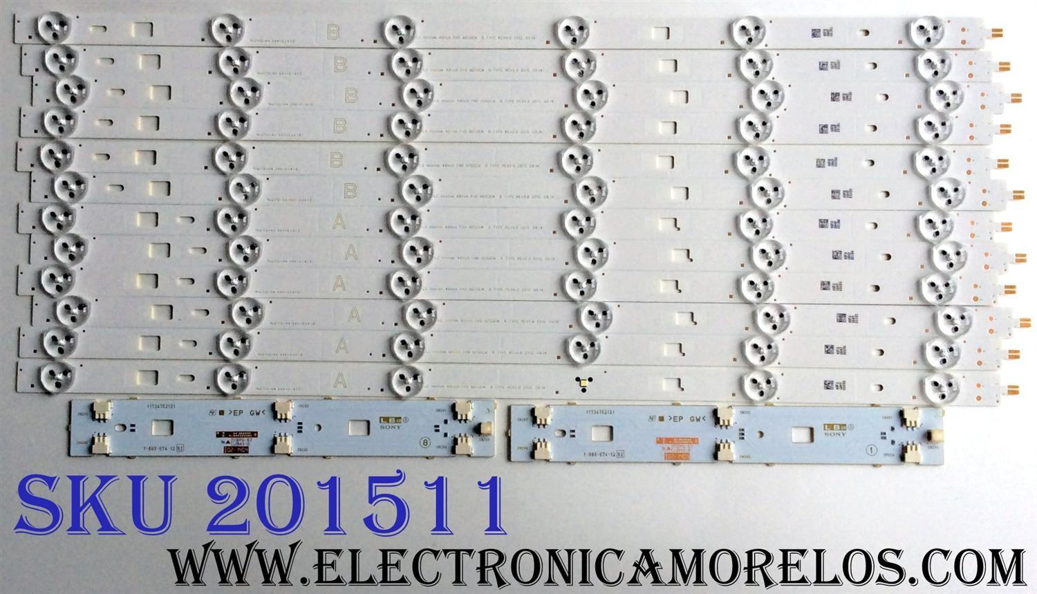 KIT DE LED´S PARA TV (12 PIEZAS) / SONY 173475211 / 1-889-674-11 / LG Innotek 48inch FHD NDS0EM A TYPE REV0.0 2013. 08.14 / LG Innotek 48inch FHD NDS0EM B TYPE REV0.0 / PANEL´S LSY480HN01-001 / NS4S480DND01 / 480DND01 / MODELO KDL-48W600B / KDL-48R470B