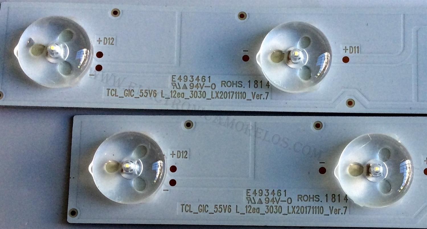KIT DE LED´S PARA TV (16 PIEZAS) / TCL YHE-4C-LB5512-YH01 / TCL_GIC_55V6 R_12ea_3030_LX20171110_Ver.7 / YHE-4C-LB5512-YH02 /8 / PANEL  LVU550NDBL / MODELO 55A86U	 - Imagen 3