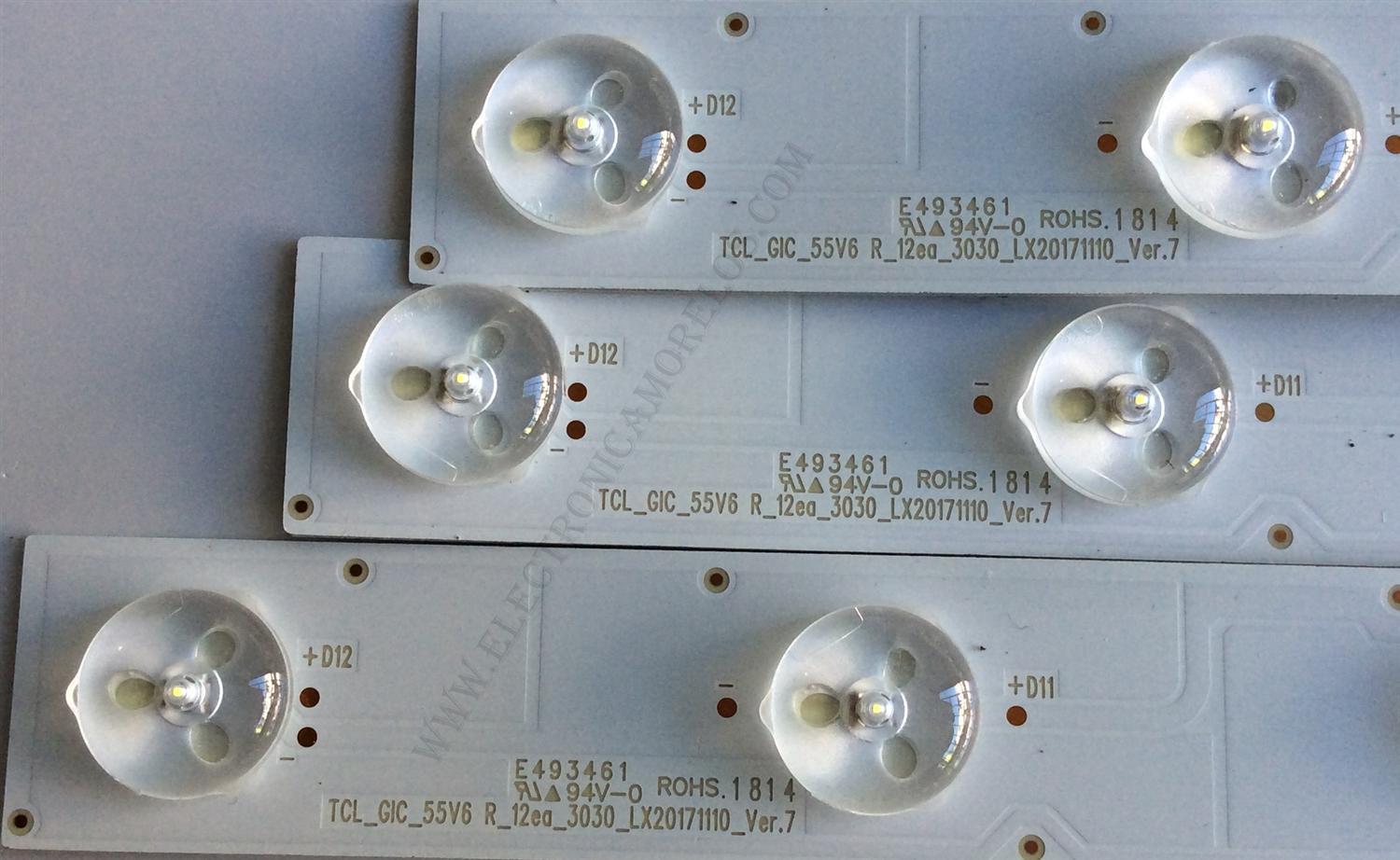 KIT DE LED´S PARA TV (16 PIEZAS) / TCL YHE-4C-LB5512-YH01 / TCL_GIC_55V6 R_12ea_3030_LX20171110_Ver.7 / YHE-4C-LB5512-YH02 /8 / PANEL  LVU550NDBL / MODELO 55A86U	 - Imagen 4