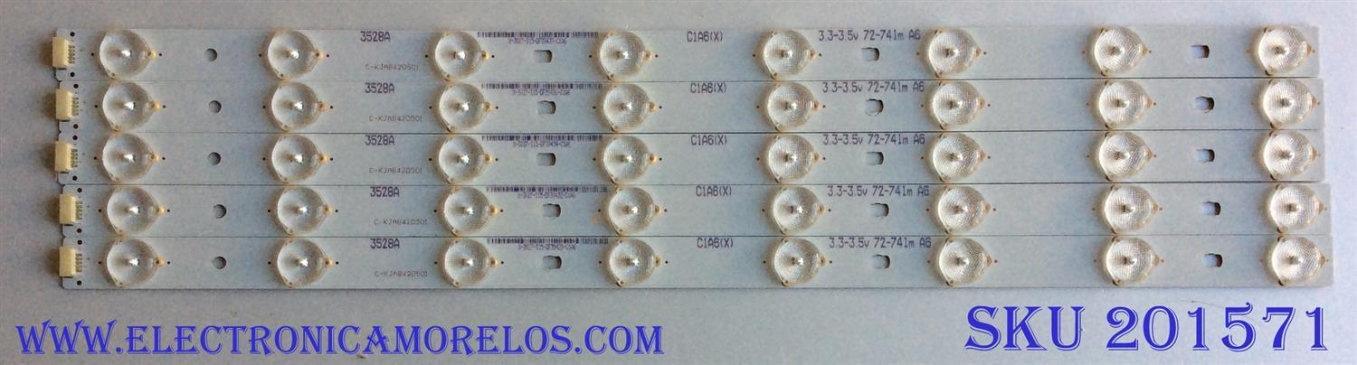 KIT DE LED´S PARA TV / RCA ((INCOMPLETO SOLO 5 PIEZAS)) V420DK1-PS1 / C-KJAB42D501 / X-3027-I15 / C1A6(X) / MODELO LED42C45RQ	