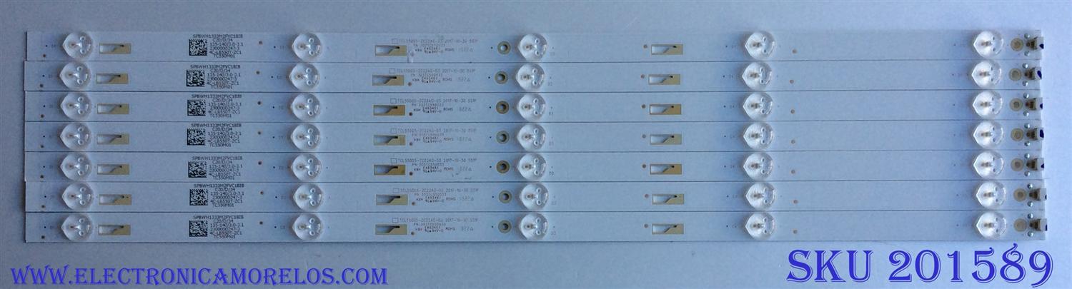 KIT DE LED´S PARA TV / ((INCOMPLETO SOLO 7 PIEZAS)) / INSIGNIA LVF550CSDX E13 V1 / TCL55D05-ZC22AG-03 / 303TC550033 / 4C-LB550T-ZC1 / MODELO NS-55D510NA19	