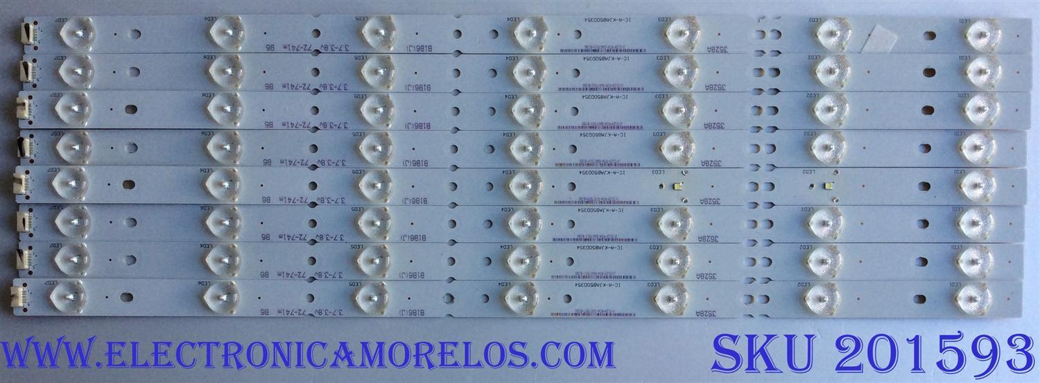 KIT DE LED´S PARA TV / RCA ((INCOMPLETO SOLO 8 PIEZAS)) V500HK1-PS6-12 / IC-A-KJAB50D354 / J-3129-R34 / MODELO LED50B45RQ	