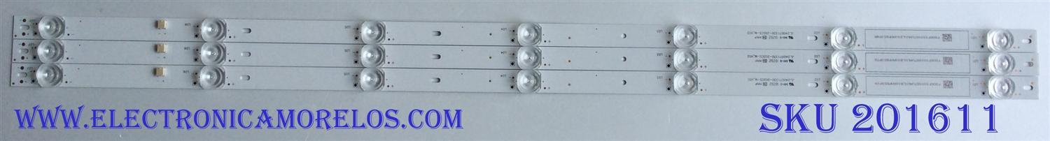 KIT DE LED´S PARA TV VIZIO (3 PIEZAS) NUMERO DE PARTE JL.D40071330-202CS-M_V02 / 6C01B001BX300 / E469119 / PANEL V400HJ9-D03 REV.C1 / MODELO D40F-G9
