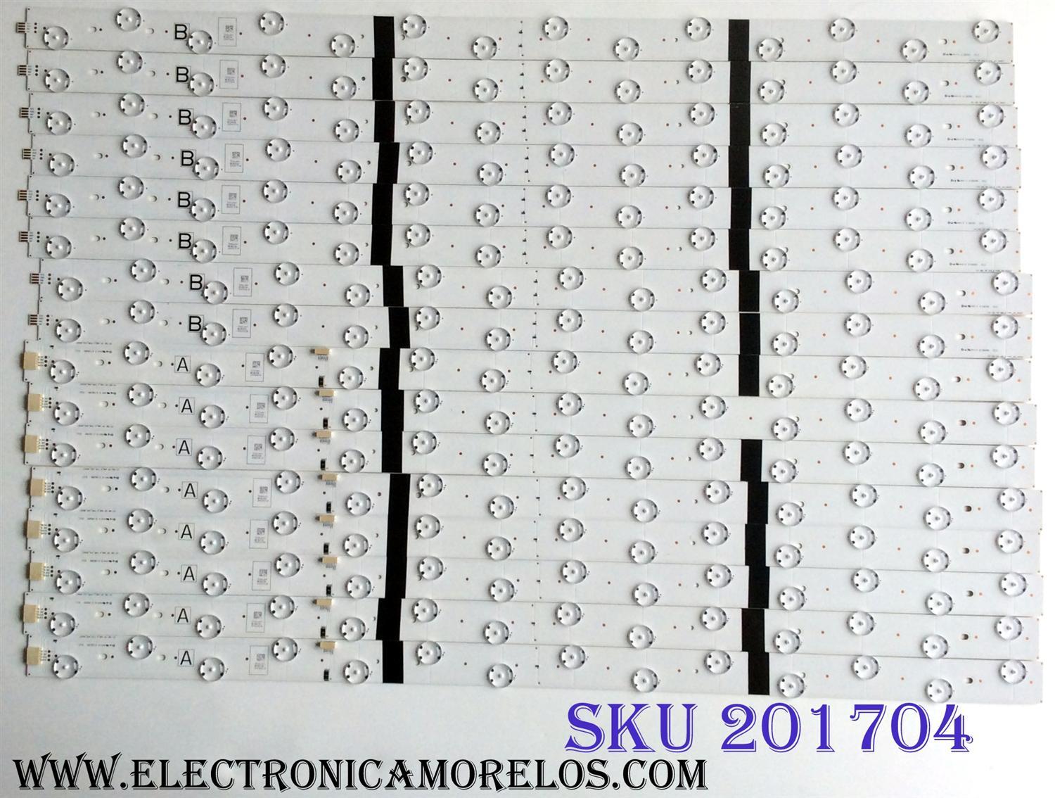 KIT DE LED'S PARA TV VIZIO (16 PIEZAS) / NUMERO DE PARTE Y17 FBC 70" UHD_A TYPE_V03_160927 / Y17 FBC 70" UHD_B TYPE_V01_160927 / 70UH CH19 / E128280 / PANEL S700FUA-4 / MODELO M70-E3