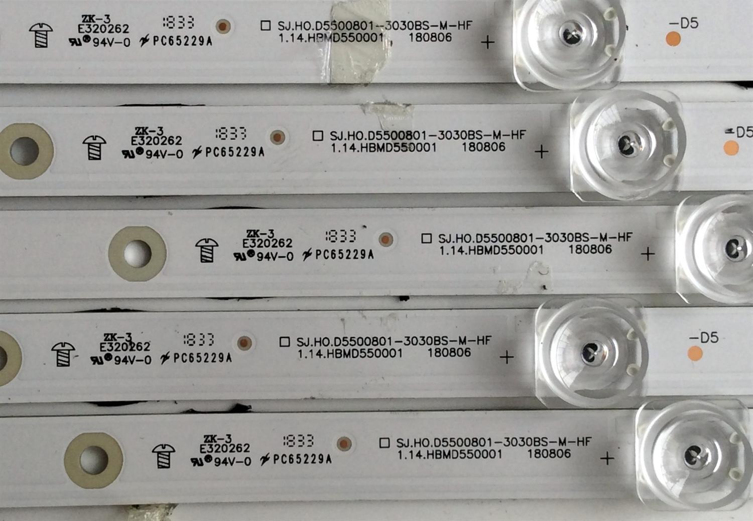 KIT DE LED'S PARA TV (5 PIEZAS) / HISENSE 180806 / SJ.HO.D5500801-3030BS-M-HF / 1.14.HBMD550001 / PANEL HD550S1U31-TXL2\S0\GM\CKD\ROH / MODELO LC-55Q7530U - Imagen 4