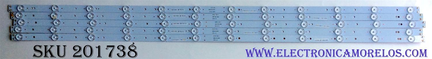 KIT DE LED'S PARA TV (5 PIEZAS) / APEX GKB5.948.3028 / GKB7.8203826 / LTE50450/5.948.3024 / PANEL T500HVN08.2 / MODELO LE50D5