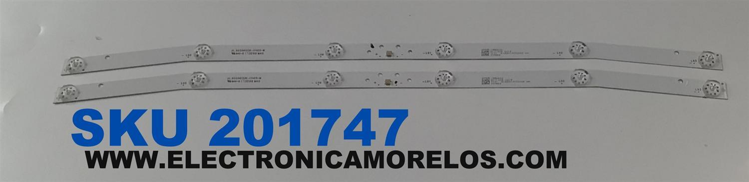 KIT DE LEDS PARA TV ELEMENT  ORIGINAL 2 PIEZAS / NUMERO DE PARTE JL.D32061330-114ES-M / 19AG430 / N171009 / 8149010032029 / T101 / 0215 / 330469 / 330468 / PANEL NC320CN991 / MODELO ELEFW328X
