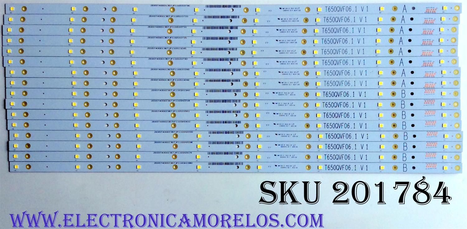 KIT DE LED'S PARA TV (16 PIEZAS) / T650QVF06.1 V1 / E88441 / ZE65T400023C7 / PANEL T650QVF06 / MODELO P65-C1
