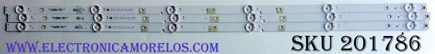KIT DE LED'S PARA TV (3 PIEZAS) / SHARP SJ.H0.D4000601-3030AS-M-HF / 1.14.HBMD400001 / 180514 / 07L1-F8-1-H0.D400S02-14838-RT1001 / PANEL T390HVN04.0XL / MODELO LC-39LE55IU