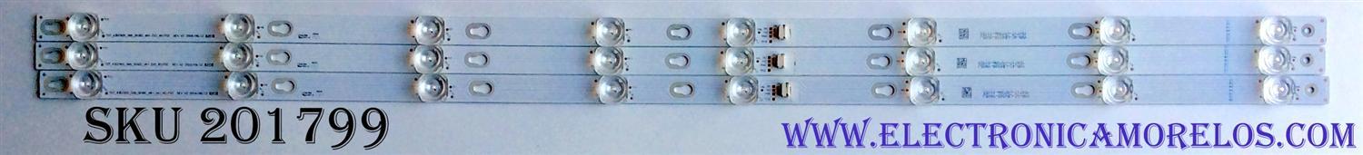 KIT DE LED'S PARA TV ((3 PIEZAS)) / NUMERO DE PARTE 4C-LB4308-YH05J / 006-P1K3532A / TOT_43D2900_3X8_3030C_D6T-2D1_4S1PX2 REV.V2 / T0T_43D2900_3X8_3030C_D6T-2D1_4S1PX2 REV.V2 / PANEL'S LVF430ND1L / LVF430CS0T E7 V1 / MODELOS 43S303 / 43S305 / 43S303TBAA