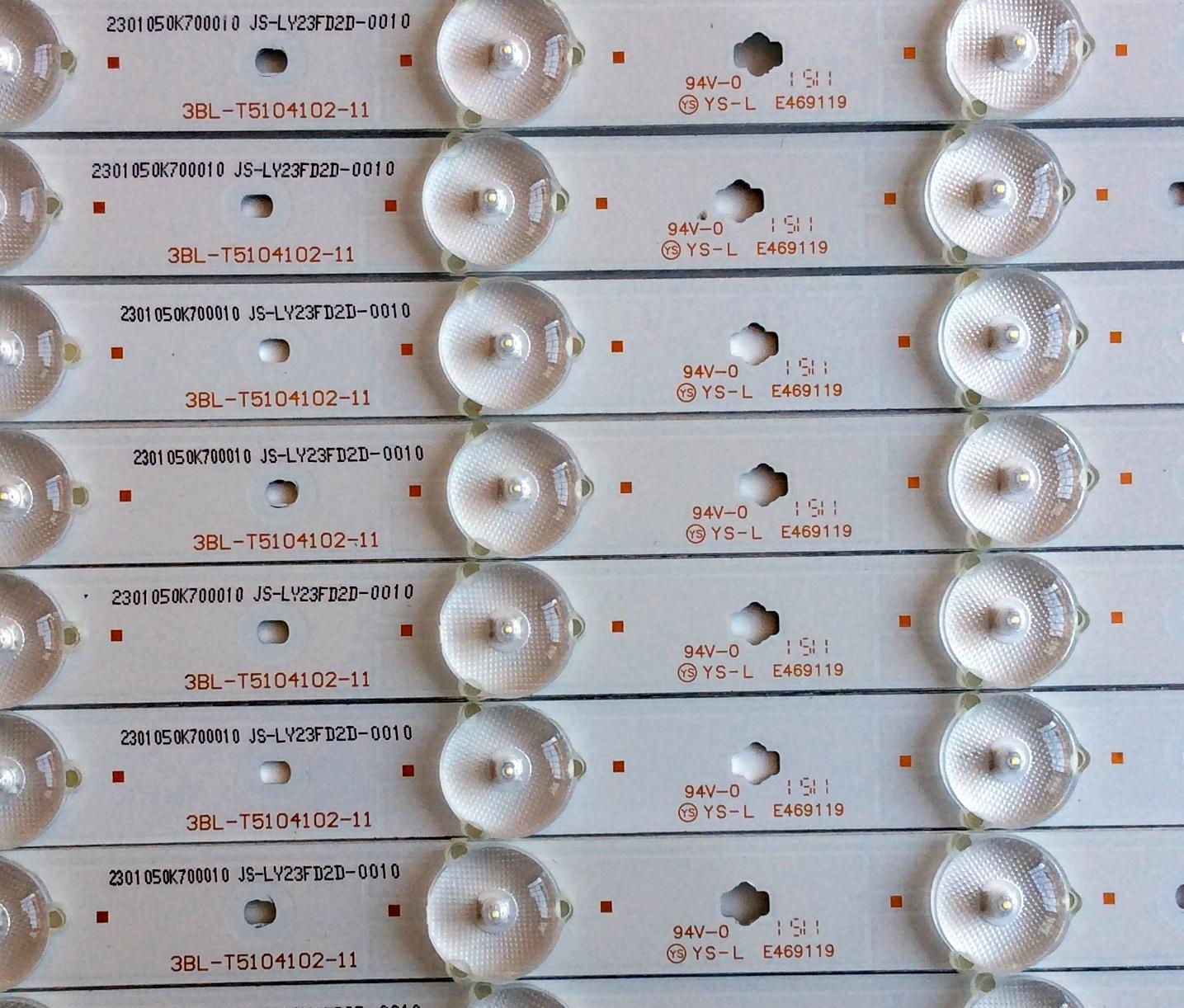 KIT DE LED'S PARA TV (10 PIEZAS) / PROSCAN 3BL-T5104102-11 / JS-LV23FD2D-0010 / E469119 / 2301050K700010 / PANEL TPT500DK-QS1 REV: SC1E / MODELO PLDED5035A-UHD A1504 - Imagen 3