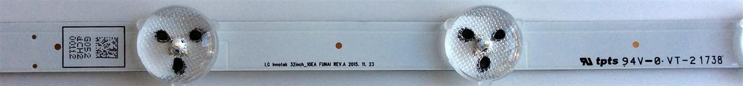 LED PARA TV / PHILIPS UDULED0GS052 / LG INNOTEK 32INCH_10EA FUNAI REV.A / UDULED0GS052 REV.A / 94V-0 VT-21738 / 32W1 / 0S1P / PANEL HV320WHB-N80 / U6FF2XG  / MODELOS 32PFL3901/F8 / 32PFL3901 / F8 - Imagen 3