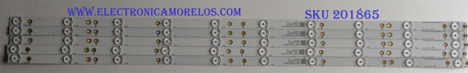 KIT DE LED'S PARA TV (5 PIEZAS) / TPV / LB-PF3030-GJVIZIO435X10APS2(0.3)-H / 210BZ10D04334DH02X / L4T44V6ZAO00 / PANEL TPT430H3-FHBN10.K / MODELO D43F-E1 LTTUVNLT