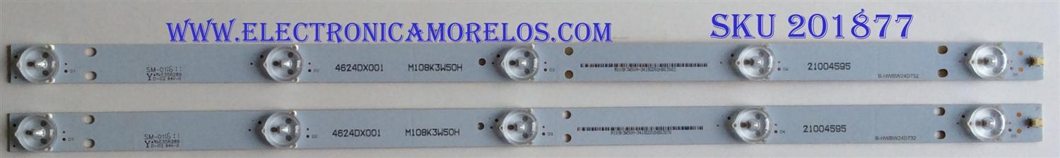 KIT DE LED'S PARA TV (2 PIEZAS) / ELEMENT / B-HWBW24D732 / 4624DX001 / M108K3W50H / 21004595 / PANEL HV236WHB-N00 / MODELO ELEFW248