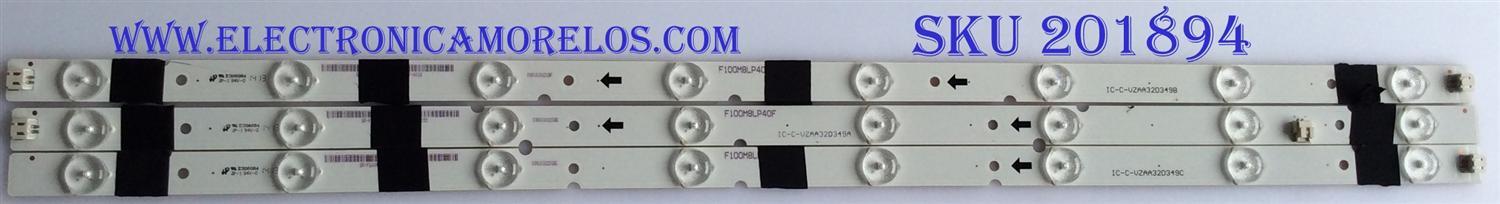 KIT DE LED'S PARA TV (3 PIEZAS) / JVC / IC-C-VZAA32D349A / IC-C-VZAA32D349B / IC-C-VZAA32D349C / PANEL LSC320HN04-801 / MODELO EM32FL