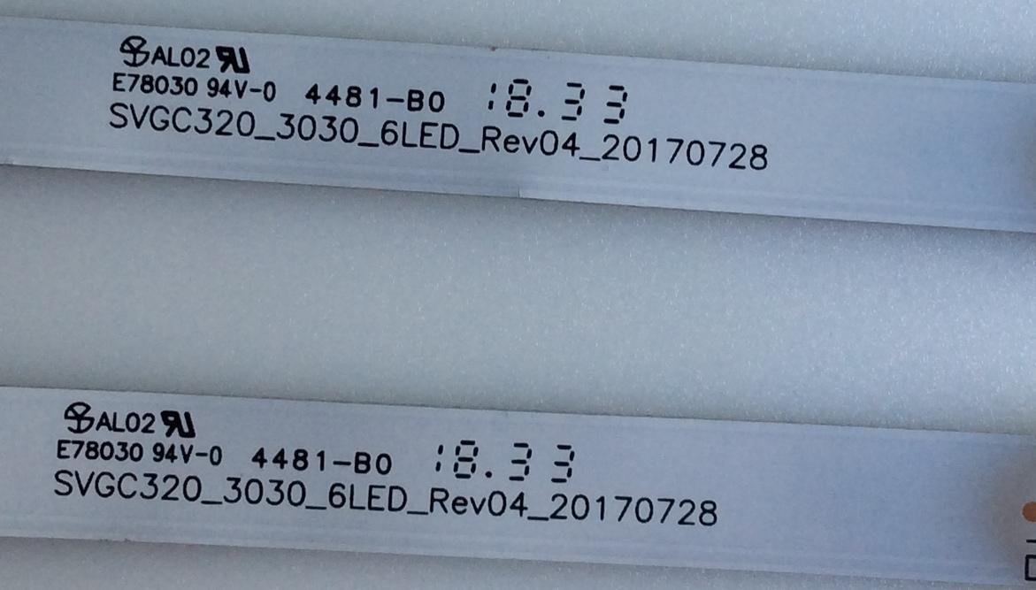 KIT DE LEDS PARA TV SHARP ORIGINAL 2 PIEZAS / NUMERO DE PARTE SVGC320_3030_6LED_REV04_20170728 / 344761000194000 / 70401-00603 / 170V06D / PANEL BOEI320WX1-01 BOE / MODELOS LC-32Q5200U / LC-32Q5230U - Imagen 2