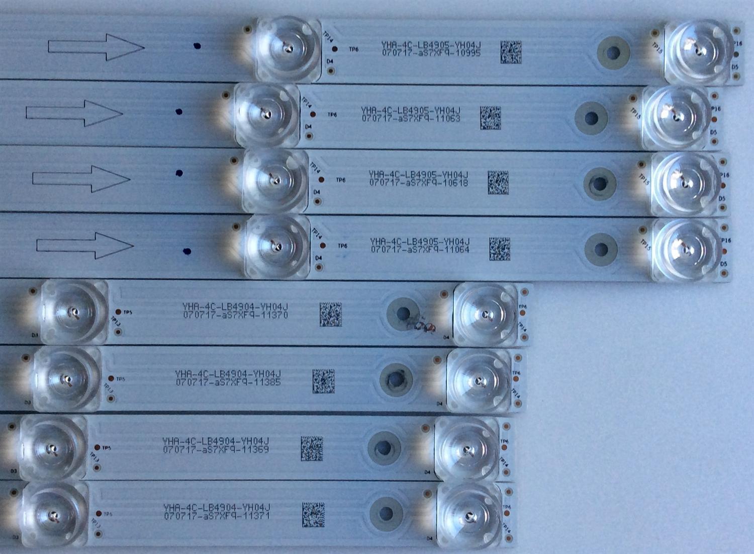 KIT DE LED`S PARA TV TCL ((8 PIEZAS)) / NUMERO DE PARTE 4C-LB4904-YH04J / 4C-LB4905-YH04J / TOT_49_D2900_4X4+4X5_3030C_D6t-2d1_A_4S1P / TOT_49_D2900_4X4+4X5_3030C_D6t-2d1_B_5S1P / PANEL LVU485ND1L / MODELOS 49S350 / 49S403TCBA / 49S403TBAA - Imagen 3