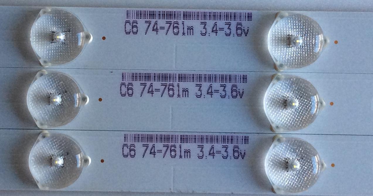 KIT DE LED'S PARA TV WESTINGHOUSE ((3 PIEZAS)) / NUMERO DE PARTE IC-A-CNCF-32D439 / T74-C6WD-S3-3-14-04-19 / C674-761M 3.4-3.6V / MODELO DWM32H1G1 TW-77701-S032M - Imagen 3