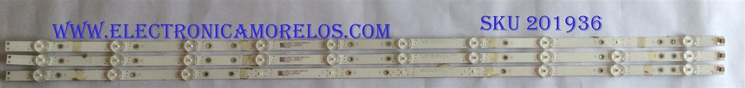 KIT DE LED´S PARA TV ( 3 PIEZAS ) / SHARP / GJ-2K18-430-D310-V2 / 210BZ10D0BCC8BH00D / 18233 / EILG4232F53X / PANEL 430H3-HVN01.U / MODELO LC-43LB601U 