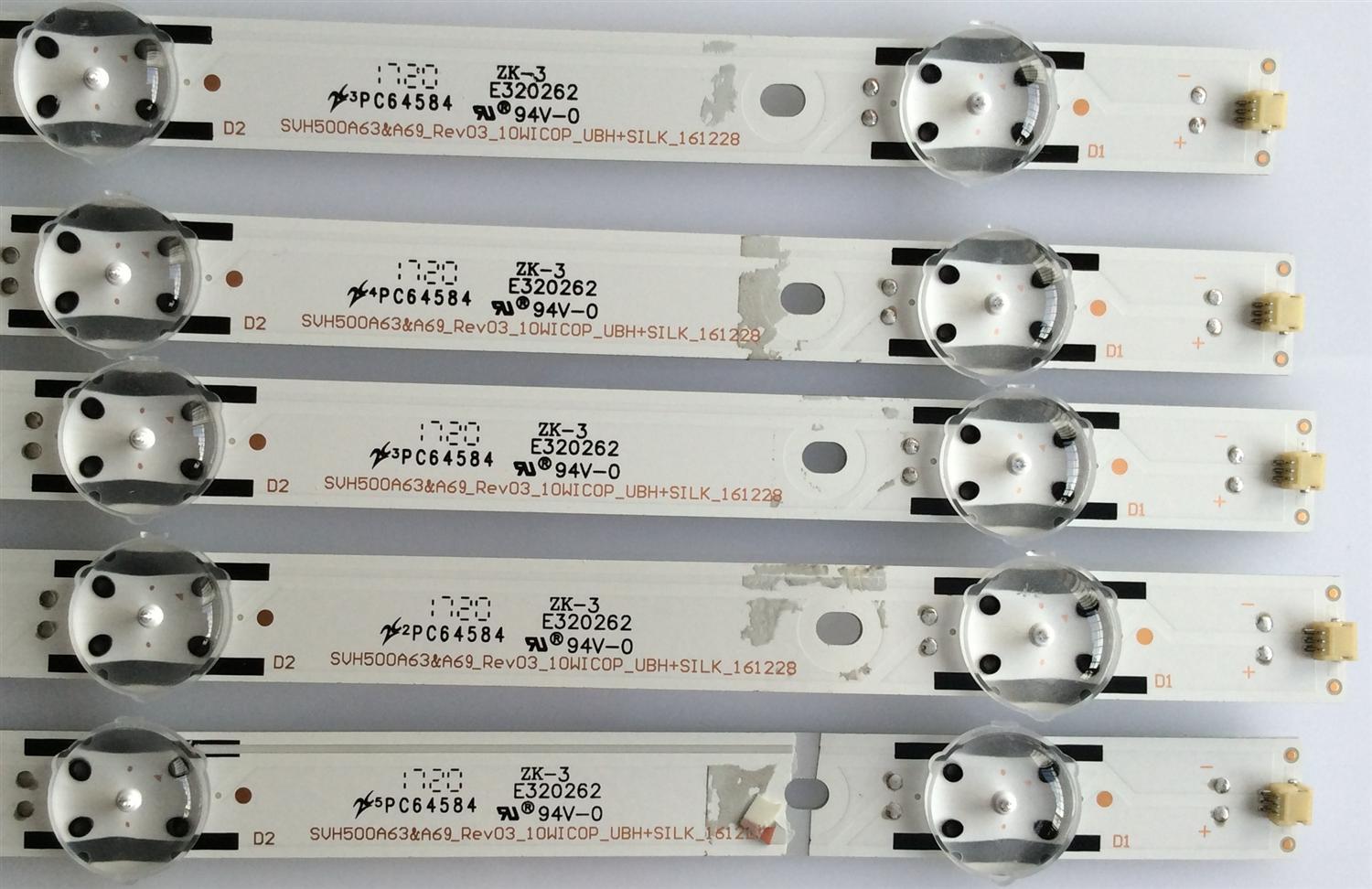 KIT DE LED'S PARA TV HISENSE (5 PIEZAS) / NUMERO DE PARTE SVH500A63A / SVH500A63A69_REV03_10WIC0P_UBH+SILK_161228 / 1177748  / PANEL HD500K3U53 /S2/XP/BBY/GM/ROH / MODELOS 50DU607 / LC-50BU591U - Imagen 3