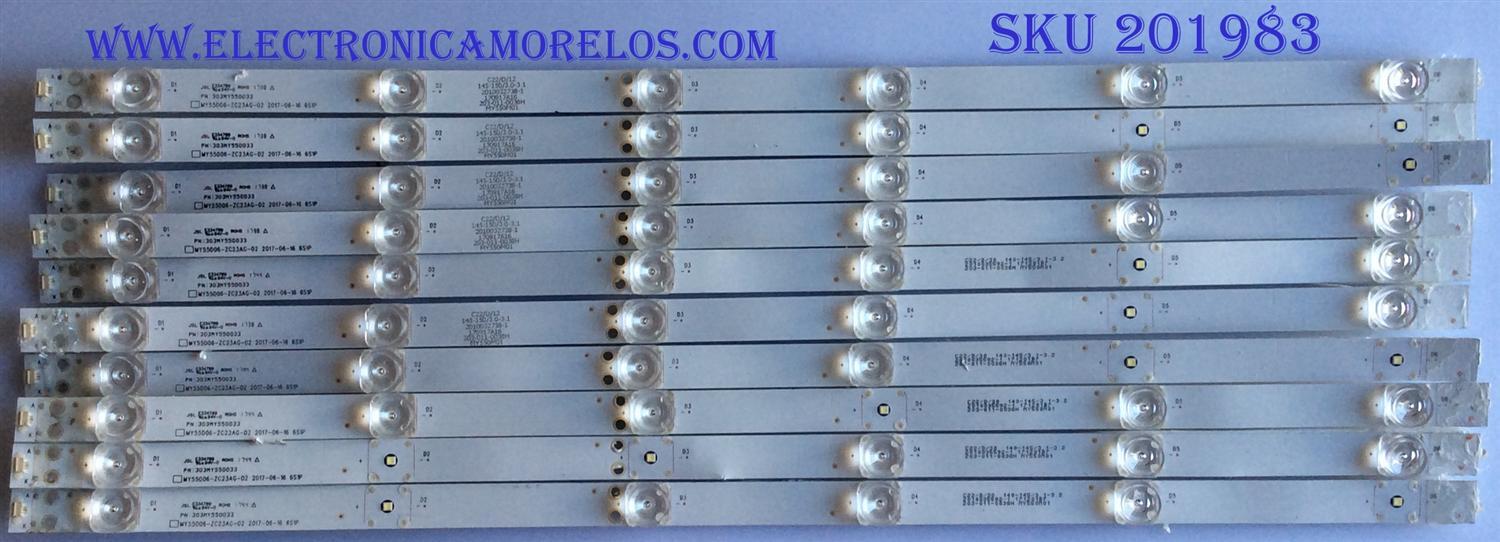 KIT DE LED'S PARA TV (10 PIEZAS) / JVC / 303MY550033 / MY55D06-ZC23AG-02 / 203-011-0038H MY550M01 / MODELO LT-55E770