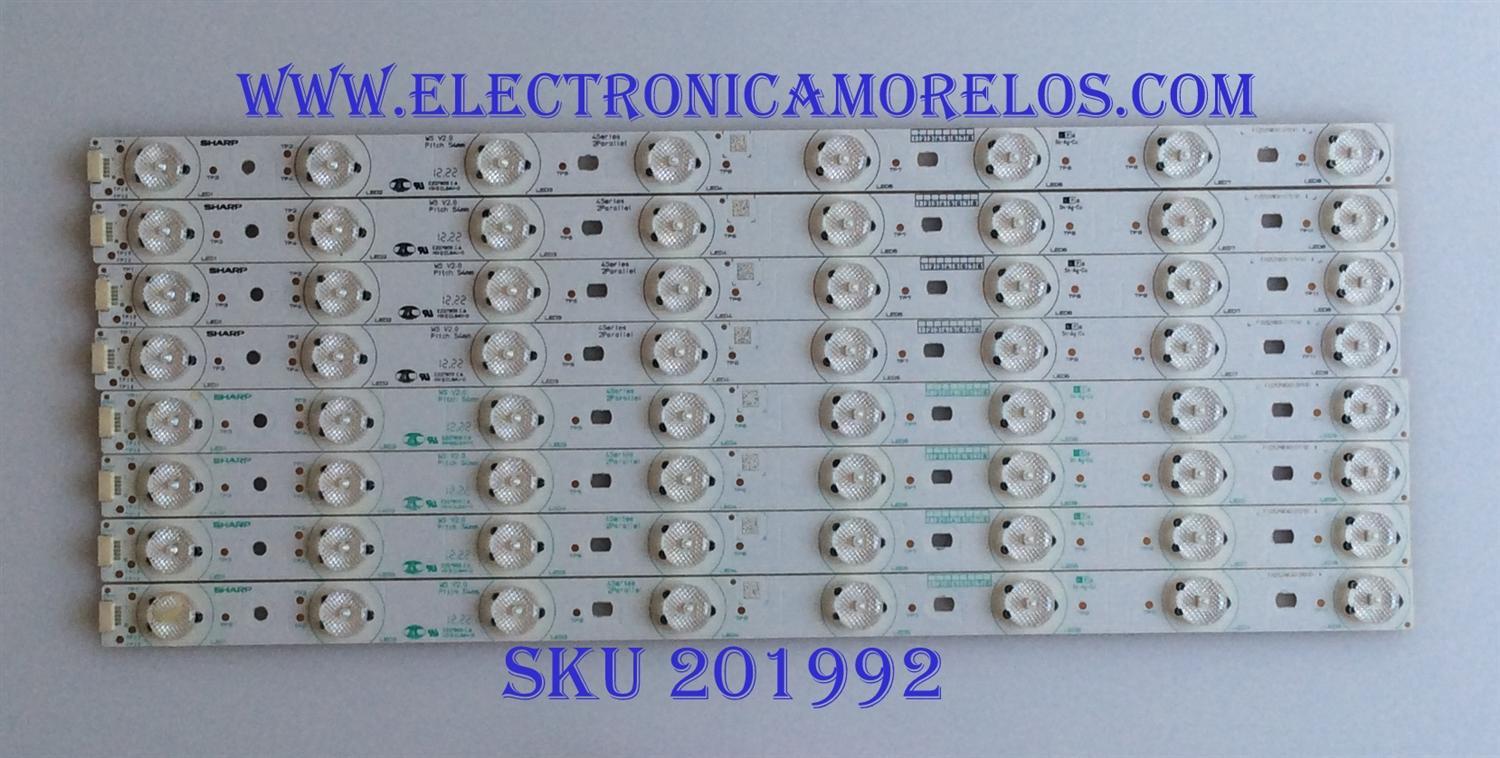 KIT DE LED'S PARA TV (8 PIEZAS) / SHARP /  F102529WCA / SN-AG-CU / HX-S(I).94V-0 / MODELO T42HW08 -QYEV950