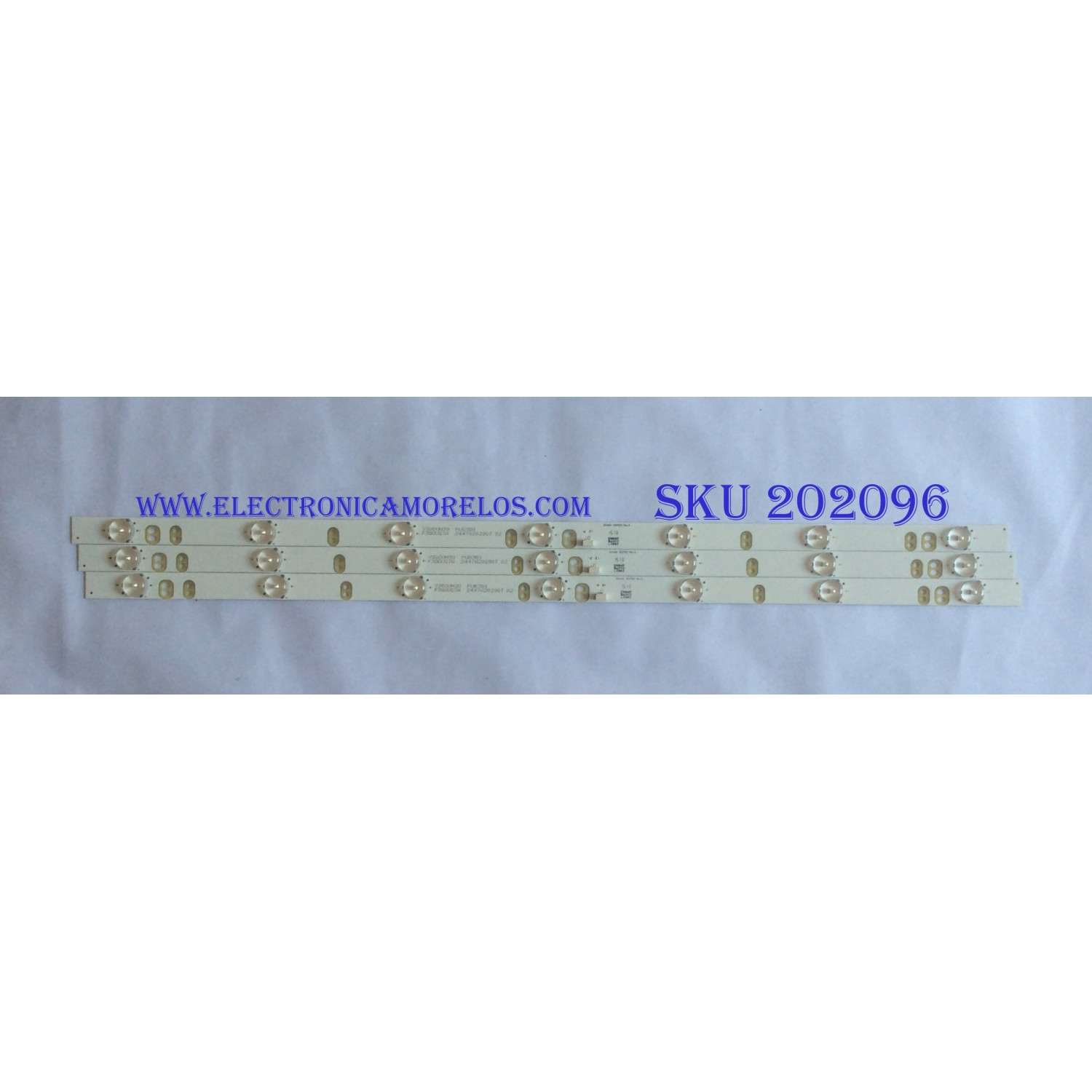 KIT DE LED´S PARA TV ( 3 PIEZAS ) / INSIGNIA / 2D01593 REV.A / LX002 / E306427 / Y3Q0UH3Q / F3Q0UG7A / PUB3B1 / 2447620290T / MODELO  NS-32D420NA16 
