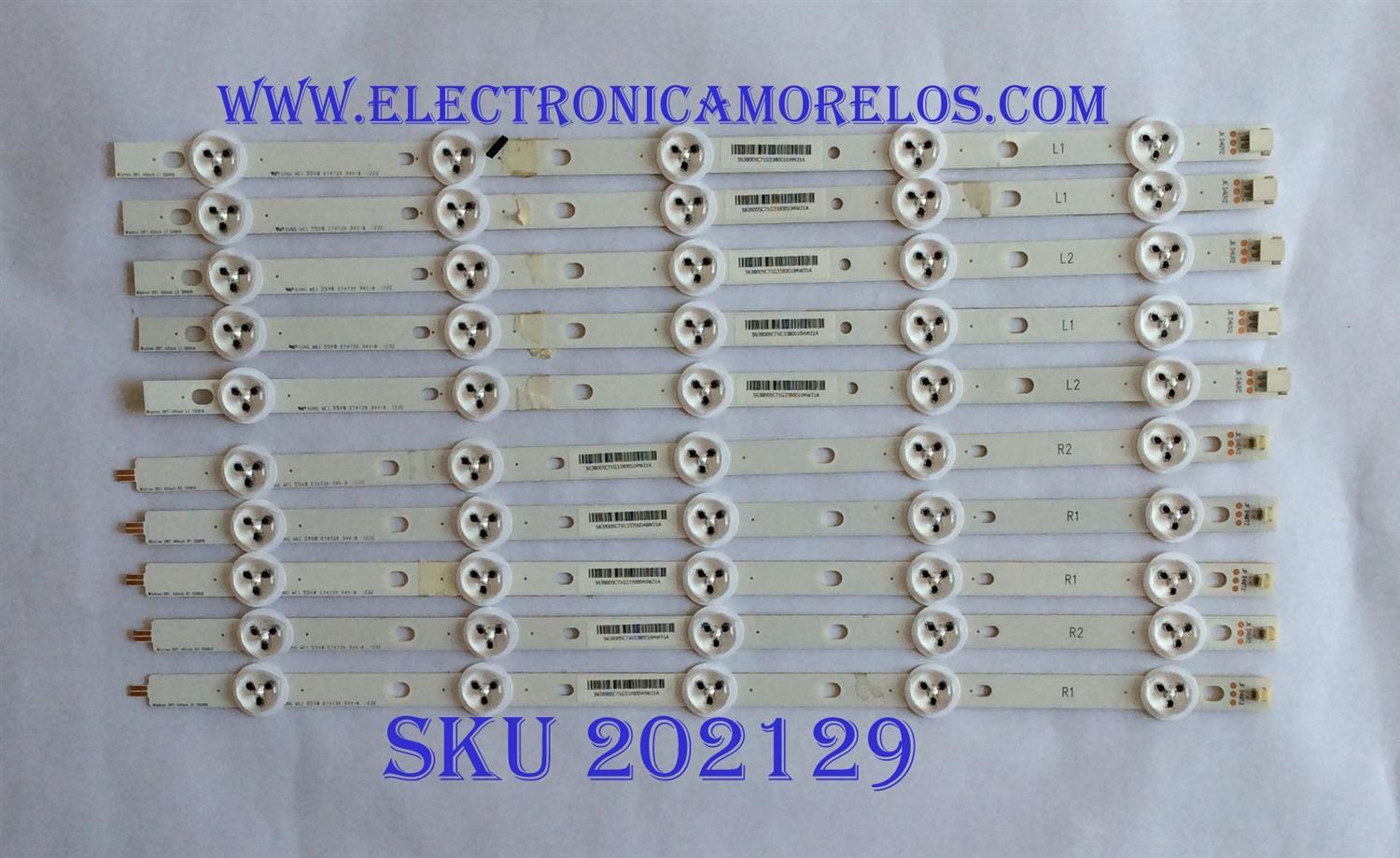 KIT DE LED´S PARA TV ( 10 PIEZAS ) / VIZIO / 550V0  / E74739 / 5638005C71 / 5638005C61 / 131014 / 130819 / PANEL LSC400HM06-S03 / MODELO E400I-B2 LWZQPNBP 