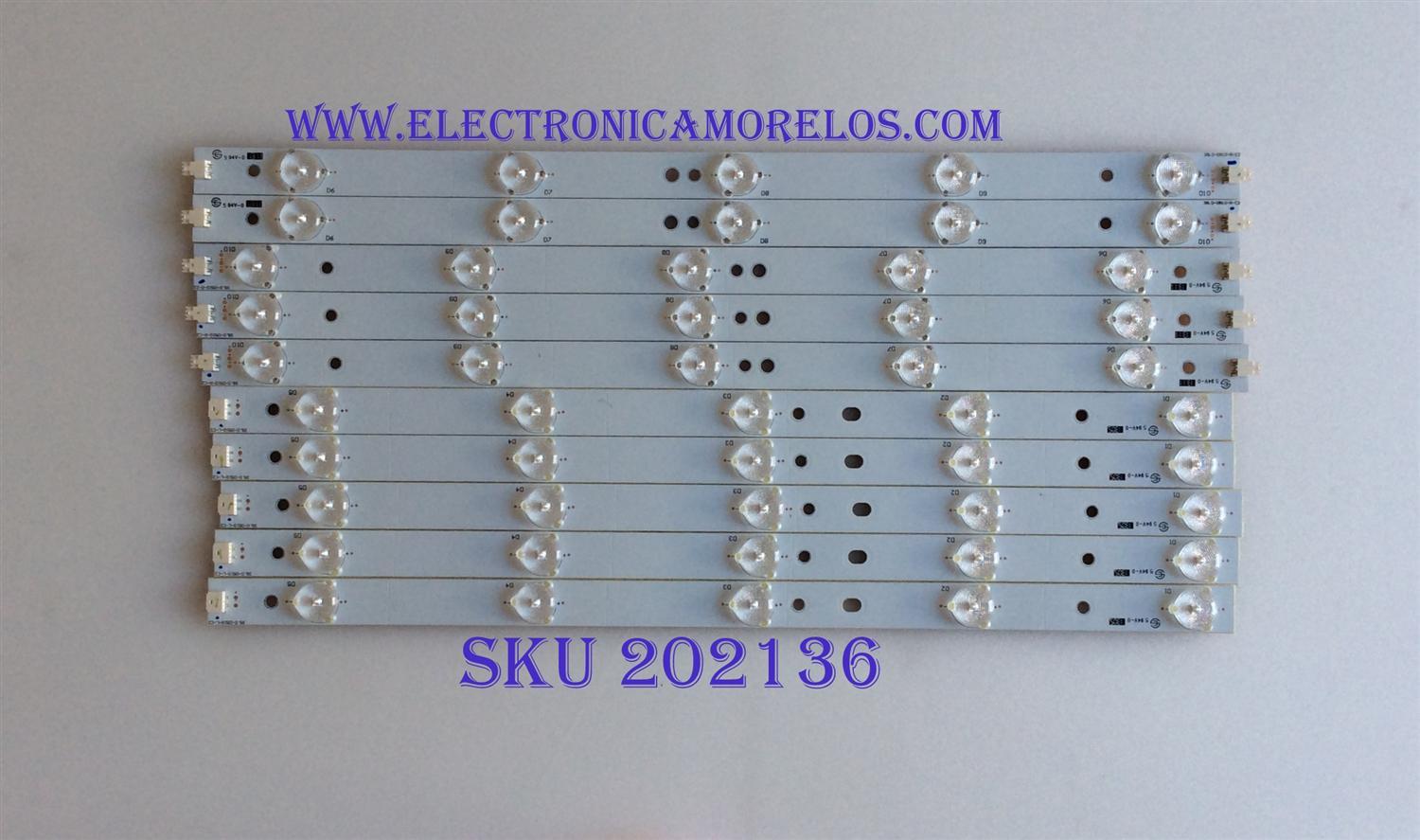 KIT DE LED'S PARA TV (10 PIEZZAS) / VIZIO / 39.0-D510-L-C2 / 39.0-D510-R-C2 / PANEL TPT390J1 HJ1L02 REV:SC1L / MODELO E390-A1 