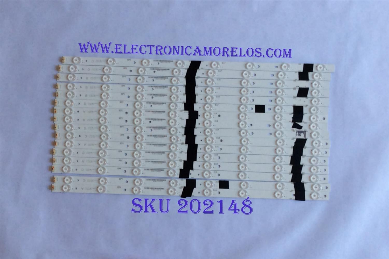 KIT DE LED´S PARA TV ( 16 PIEZAS ) / VIZIO / IC-C-VZAA55D699 / IC-C-VZAA55D699A / B / C / 098101003128 , 098101003129 / 098101003130 , 098101003131 / PANEL LSC550FN05-J03 / T550QVN05.0 / MODELO M55-D0 LAUATZBS 