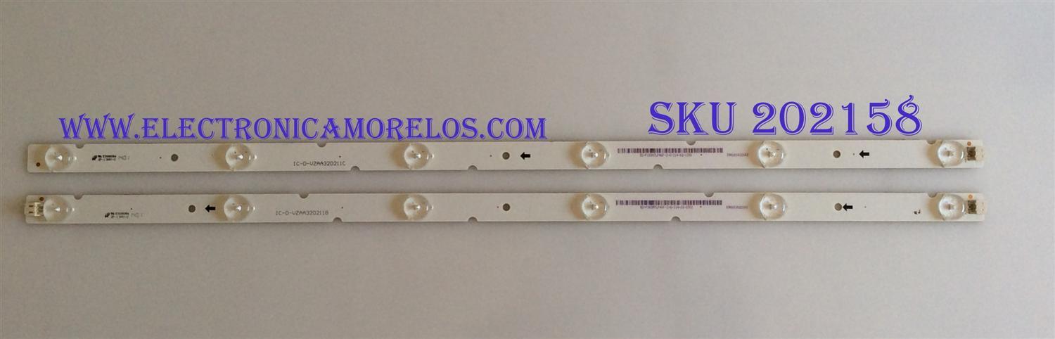 KIT DE LED'S PARA TV / VIZIO / IC-D-VZAA32D211B / IC-D-VZAA32D211C / 98101022101 / 98101022102 / MODELOS E390-BO LA / E390-B0 LAQ8PSBQ / E320i-B0 LAQRPKCP / NOTA IMPORTANTE : KIT CUENTA ORIGINALMENTE 3  PIEZAS ((INCOMPLETO 2  PIEZAS))        