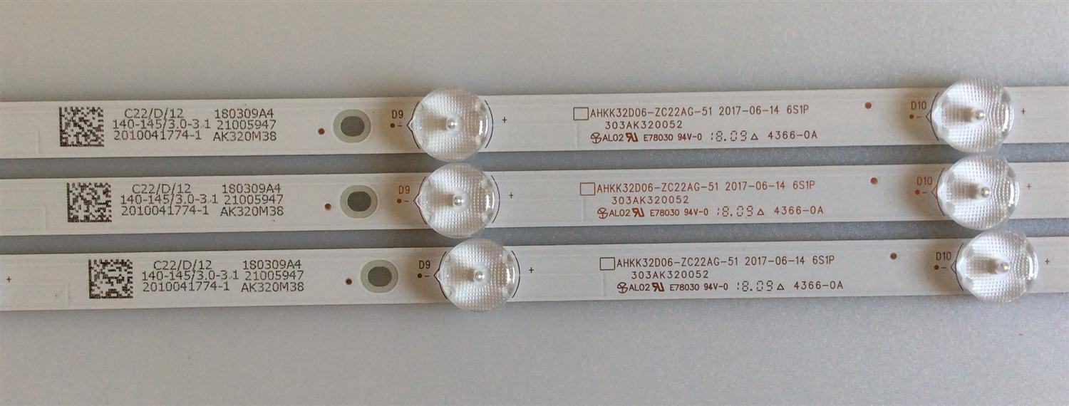 KIT DE LED'S PARA TV SEIKI ((3 PIEZAS)) / NUMERO DE PARTE 303AK320052 / AHKK32D06-ZC22AG-51 / 180309A4 / AK320M38 / MODELO 32HK700N - Imagen 2