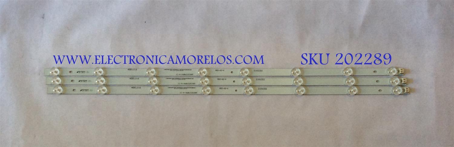 KIT DE LED'S PARA TV (3 PIEZAS) / AURUS / IC-A-HWBW32D385 / 21002322 / 4632CLO16 / PANEL 315A1B02 BOE / MODELO DLED-3201XN