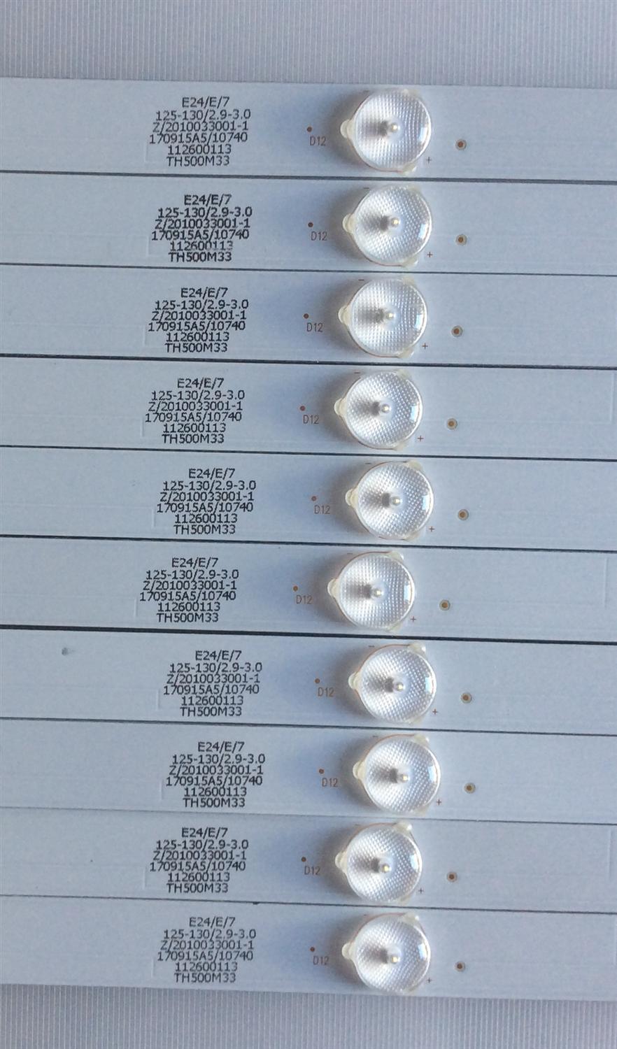 KIT DE LED'S PARA TV ELEMENT (10 PIEZAS) / NUMERO DE PARTE TFMT50D05-ZC21AG-01 / 303TH500058 / E78030 / TH500M29 / PANEL T500-0DX-DLED / DISPLAY T500QVR05.5 / MODELOS E4SFT5017 K7C4M / E4SFC5017 / WD50FB2530 - Imagen 3