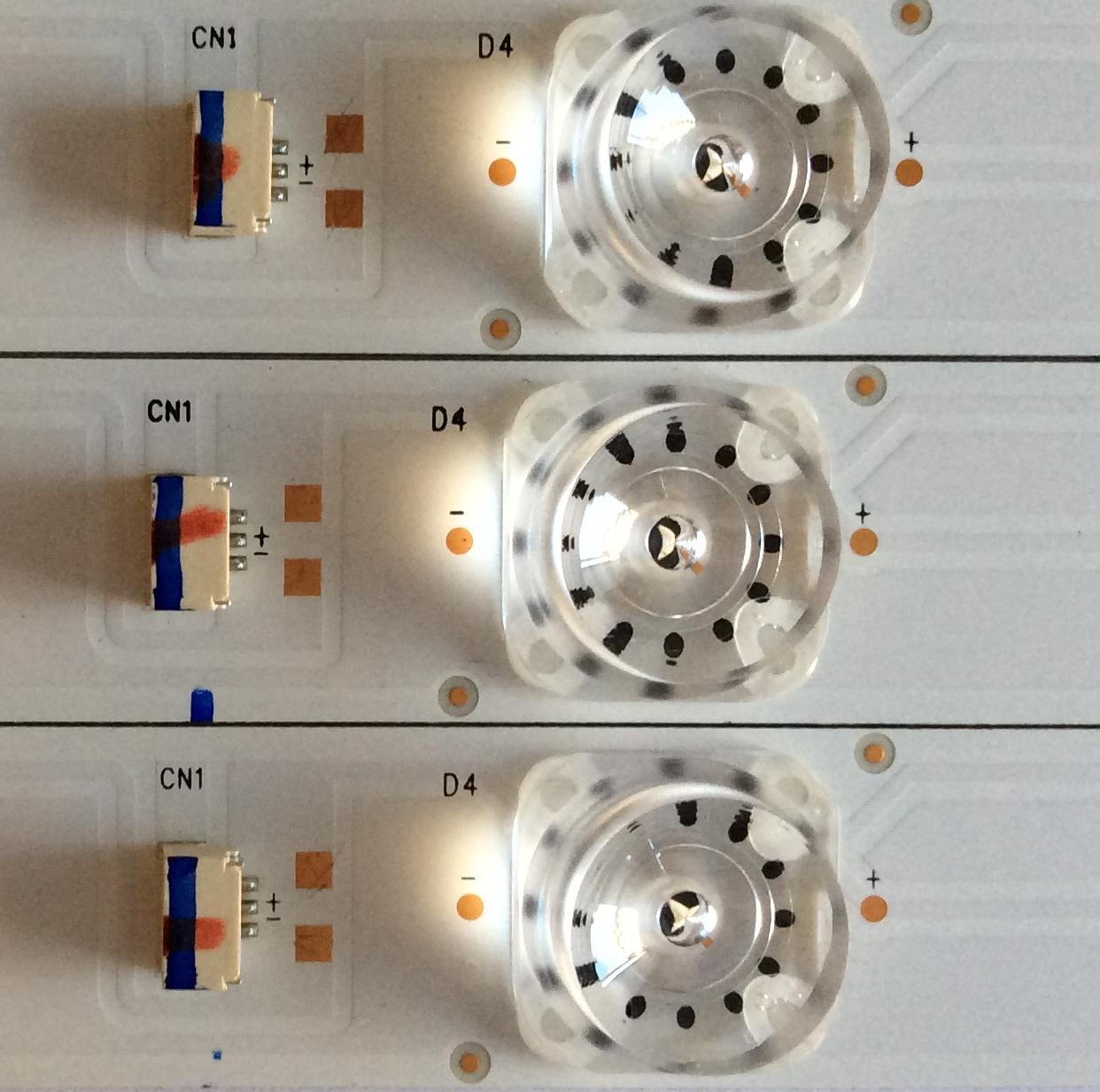 KIT DE LED`S PARA TV (3 PIEZAS) / HITACHI 4C-LB430T-YH4 / 20161009 / 006-P1K3533A / 190817 / TCL-0DM-43D1800-3X8-3030-REV.V1 / 190817-YW7XJY / YHA-4C-LB430T-YH4 / PANEL LVU430LGDX E1 V17 / MODELO 40R80 - Imagen 3