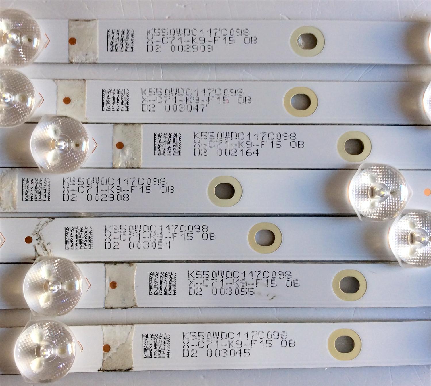 KIT DE LED´S PARA TV W BOX / NUMERO DE PARTE 4708-K55WDC-A2113N01 / K550WDC1 A2 / K550WDC117C098 / X-C71-K9-F15 / K550WDC1 / 471R1P79 / E486558 / CALA-01 / PANEL K550WDC2 / MODELO 0E-55LED4K - Imagen 5
