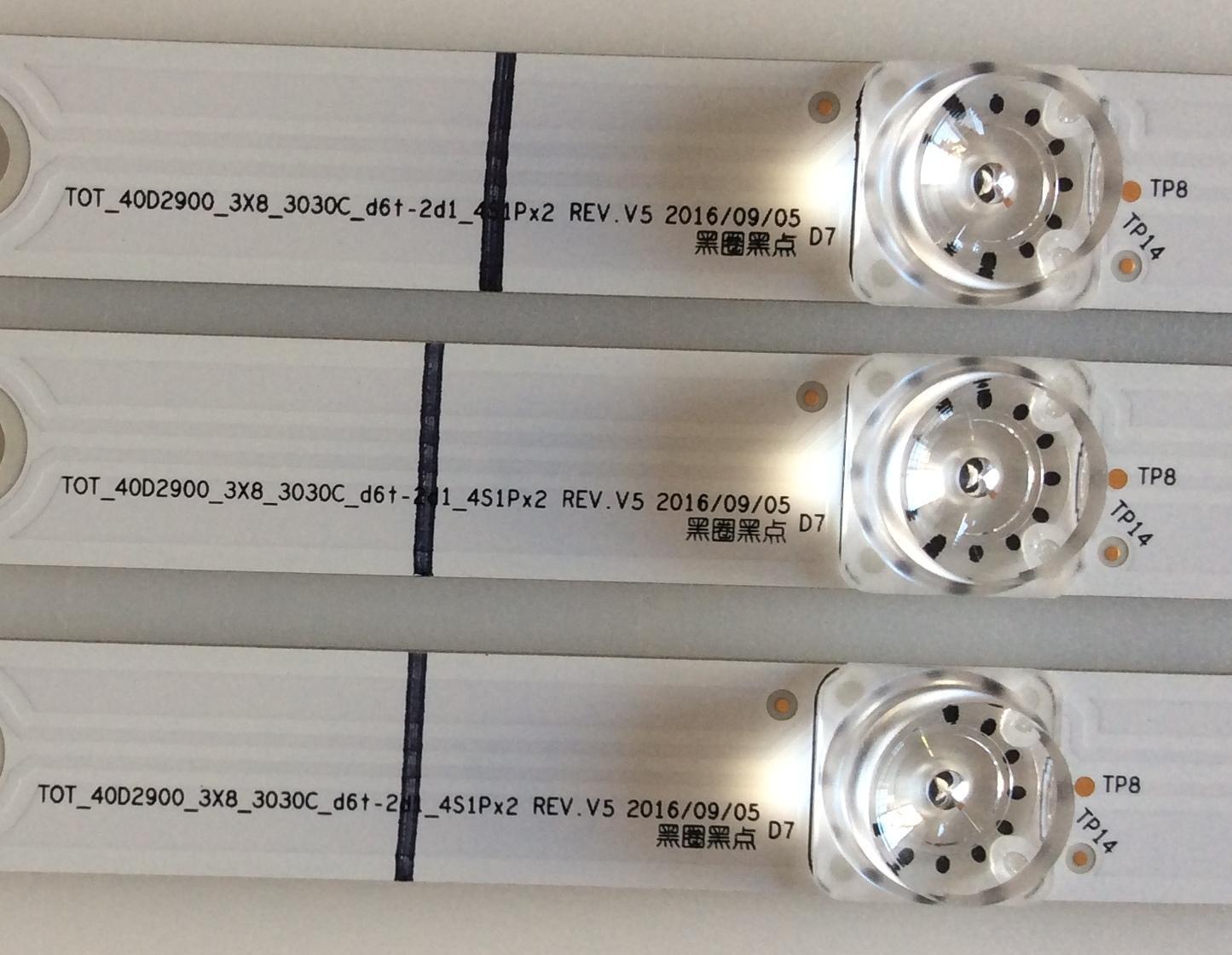 KIT DE LED´S PARA TV TCL (3 PIEZAS) / 006-P1K3541A / TOT_40D2900_3X8_3030C_D6T-2D1_4S1PX2   REV.V5 / 4C-LB4008-YH / PANEL LVF395ND1L / MODELO 40S305LBCA - Imagen 2
