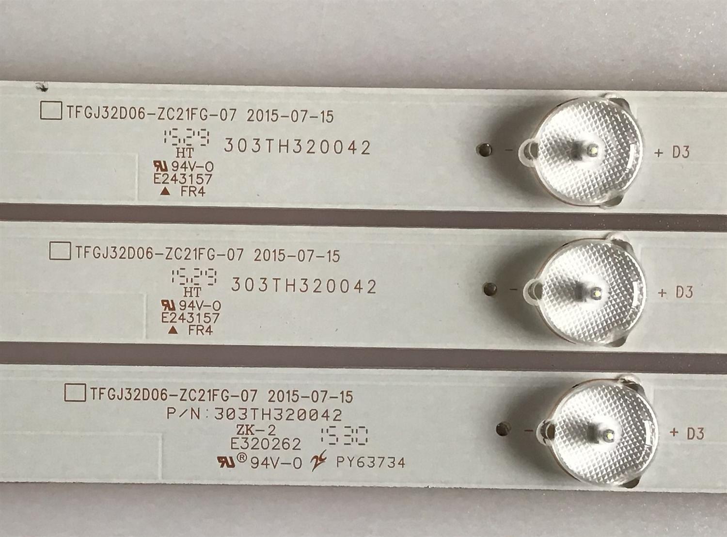 KIT DE LEDS PARA TV ELEMENT ORIGINAL 3 PIEZAS / NUMERO DE PARTE TFGJ32D06-ZC21FG-07 / 303TH320042 / E243157 / TH315M28 / 2010010601-1 / 150915A3 / 910-320-1053 / PANEL D320D3-GTB3-C0X / MODELO ELEFT326 H5F2M - Imagen 3