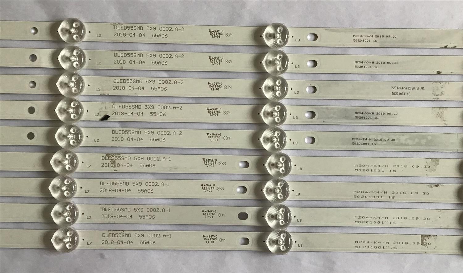 KIT DE LED´S PARA TV RCA (9 PIEZAS) / 55A06 / DLED55SMD 5X9 0002.A-2 / M204/K4/H / 50201001  16 / PANEL'S LK550RA1A08 / LC546PU2L MODELO RNSMU5536-B ((KIT ORIGINALMENTE CUENTA 10 PIEZAS INCOMPLETO SOLO 9 PIEZAS)) - Imagen 2
