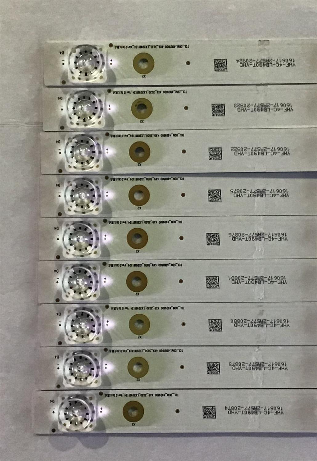 KIT DE LED'S PARA TV HITACHI (9 PIEZAS) / YHF-4C-LB490T-YHD / TCL_0DM_49D1800 4X9_3030_LX20161124_VER.0 / PANEL LVU490CSDX E2  / MODELO 49R80 - Imagen 3