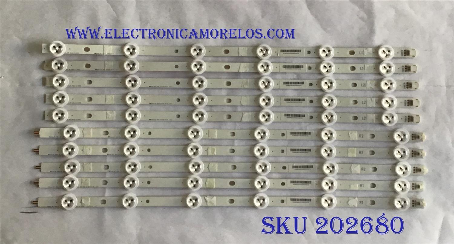 KIT DE LED´S PARA TV VIZIO(10 PIEZAS)/5638005B81G/DRT 48INCH L1 131015/DRT 48INCH L2 131015/PANEL LSC480HM01-G01/MODELO E480I-B2 LWZQPOCQ/NOTA IMPORTANTE:KIT CUENTA ORIGINALMENTE DE 12 PIEZAS ((INCOMPLETO SOLO 10 PIEZA))