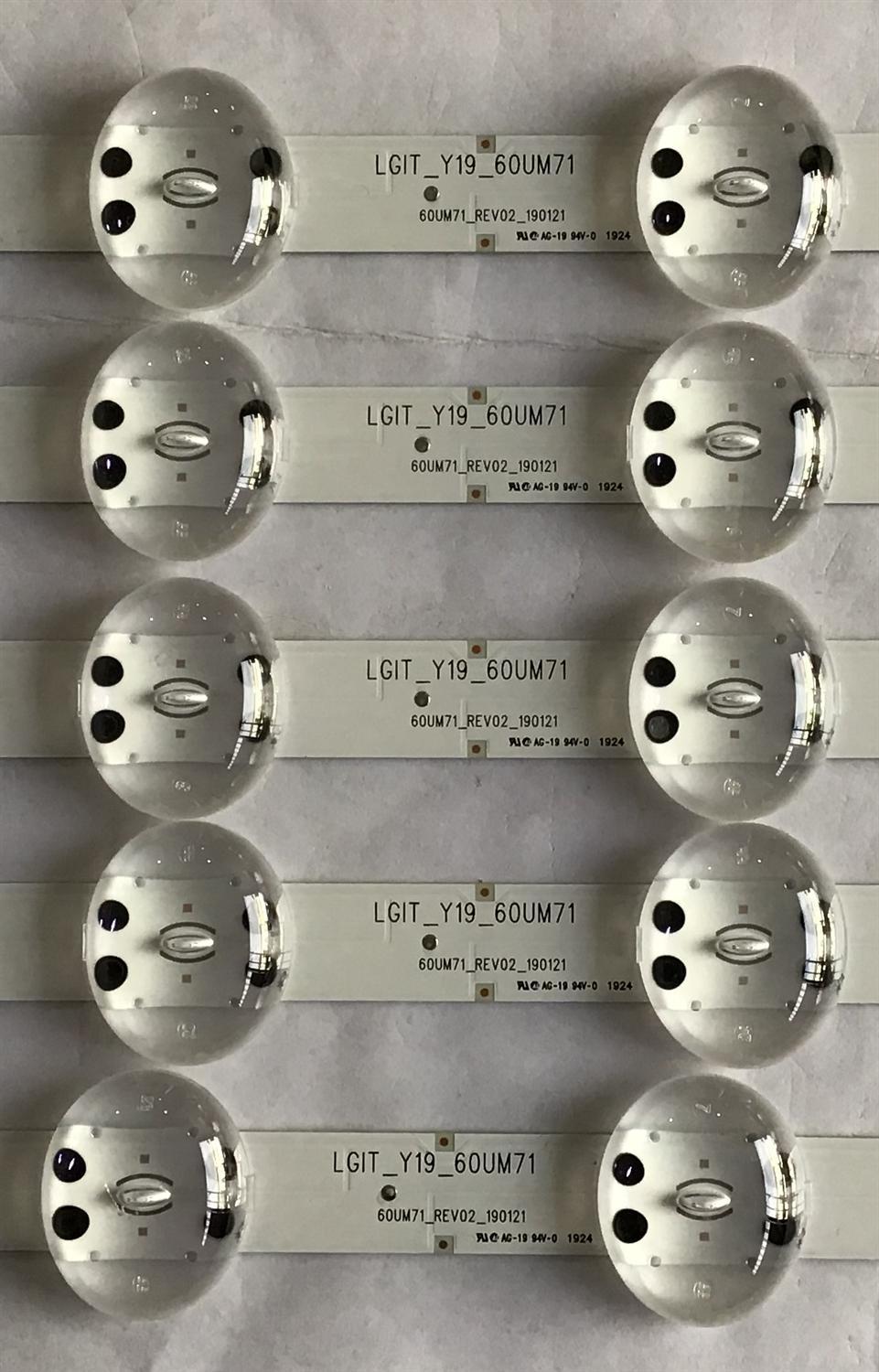 KIT DE LED´S PARA TV LG (5 PIEZAS) / EAV64732901 / LGIT_Y19_60UM71 / 60UM71_REV02_190121 / PANEL NC600DQE-VSHP1 / MODELO 60UM6900PUA - Imagen 2
