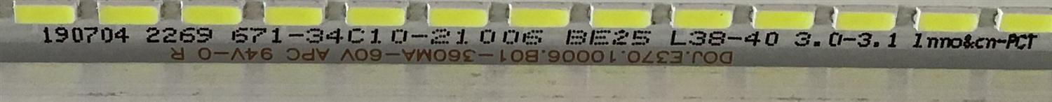 LED PATA PARA MONITOR VIOTEK ( 1 PIEZA ) / DOJ.E370.10006.B01-360MA-60V / 190704 / 671-34C10-21005 / 671-34C10-21006 / PANEL LSM340YP03-M04 / MODELO GNV34DB / 80 CM X 8 CM / - Imagen 2