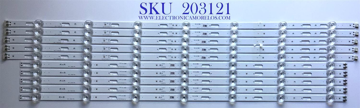 KIT DE LEDS ORIGINAL PARA TV SAMSUNG 10 PIEZAS / NUMERO DE PARTE BN96-50475A / BN96-50489A / LM41-00877A / 913A / LM41-00878A / 914A / R1.0_TBD_100_6.5Pi/G0_CFM_L(7)/G0_CFM_R7(1) / L1_TU7K / PANEL CY-BT070HGJV1H / MODELOS UN70TU7000FXZA / UN70TU6980FXZA