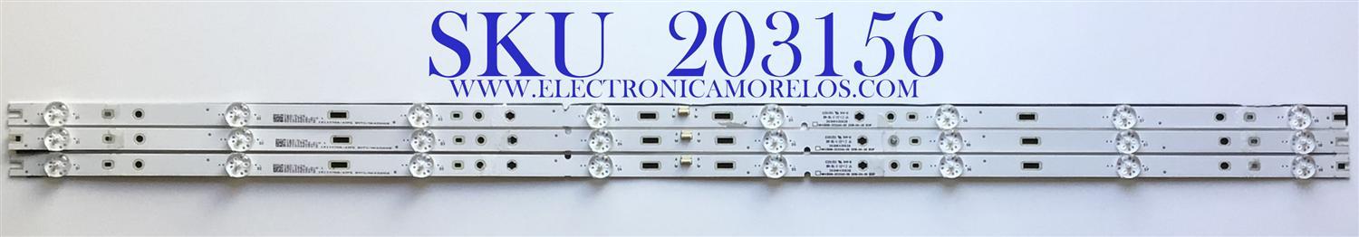 KIT DE LED'S PARA TV POLAROID (3 PIEZAS) / NUMERO DE PARTE 303HK430038 / HK43D08-ZC22AG-09 / BMTC/HK430M05 / E331251 / 2010048103-2 / 181107A8 / 230101009760 / PANEL PT430CT01 / MODELO PTV4317ILED
